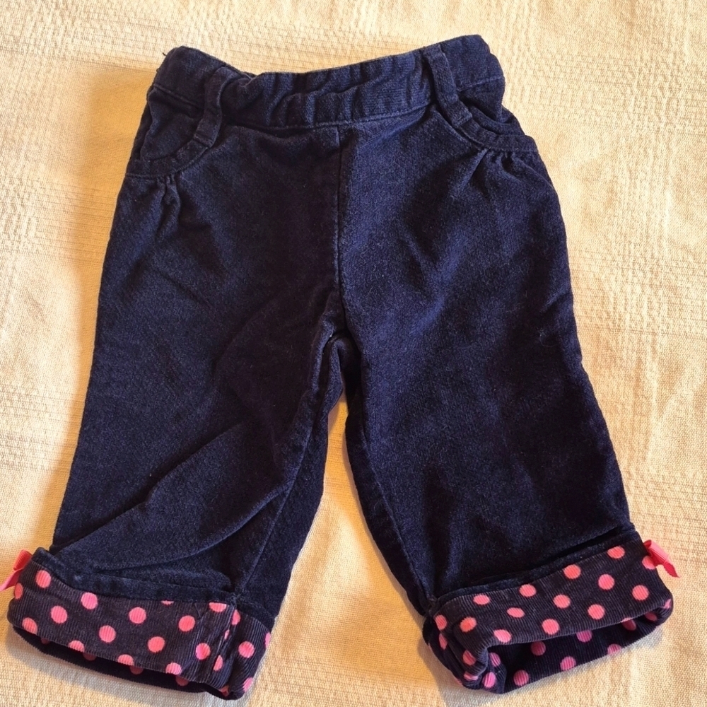 Gymboree girls 3-6 months blue velveteen pants pull on VGUC